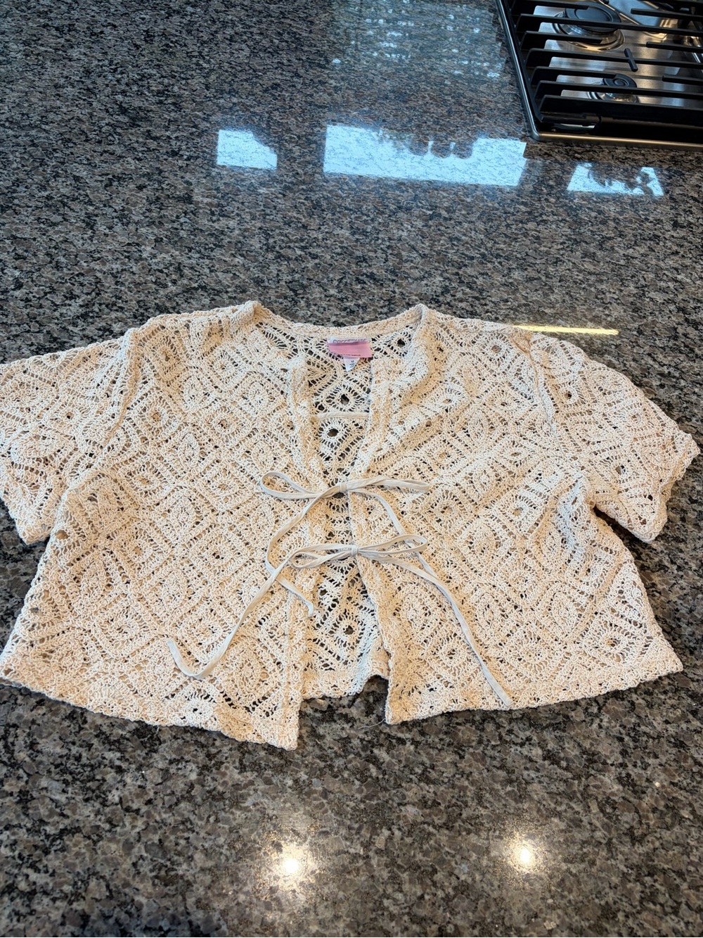 Crochet Tie-Front Camisole Top in Cream